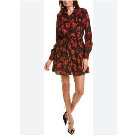 NWT The Kooples Silk Red Floral Mini Dress - Size S - Picture 1 of 8